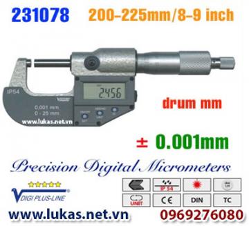 Panme điện tử đo ngoài 200-225 mm, IP54, drum mm, 231078, Vogel - Germany