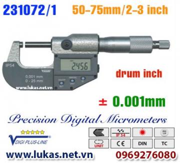 Panme điện tử đo ngoài 50-75 mm, IP54, drum inch, 231072/1, Vogel - Germany