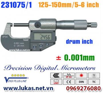 Panme điện tử đo ngoài 125-150 mm, IP54, drum inch, 231075/1, Vogel - Germany