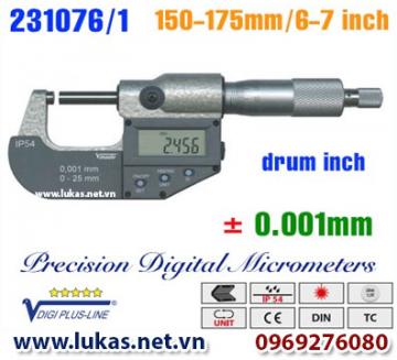 Panme điện tử đo ngoài 150-175 mm, IP54, drum inch, 231076/1, Vogel - Germany