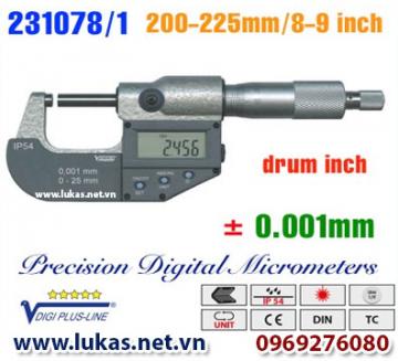 Panme điện tử đo ngoài 200-225 mm, IP54, drum inch, 231078/1, Vogel - Germany