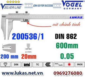 Thước cặp cơ 600mm ngàm kẹp 200mm - 200536/1 - Vogel