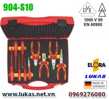 Bộ dụng cụ cách điện 1000V gồm 10 cái, kìm và tuốc nơ vít cách điện - ELORA 904-S10