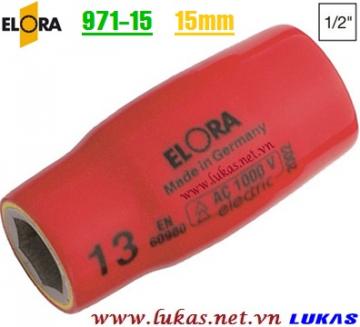 Đầu tuýp cách điện 15mm VDE 1000V, ELORA 971-15